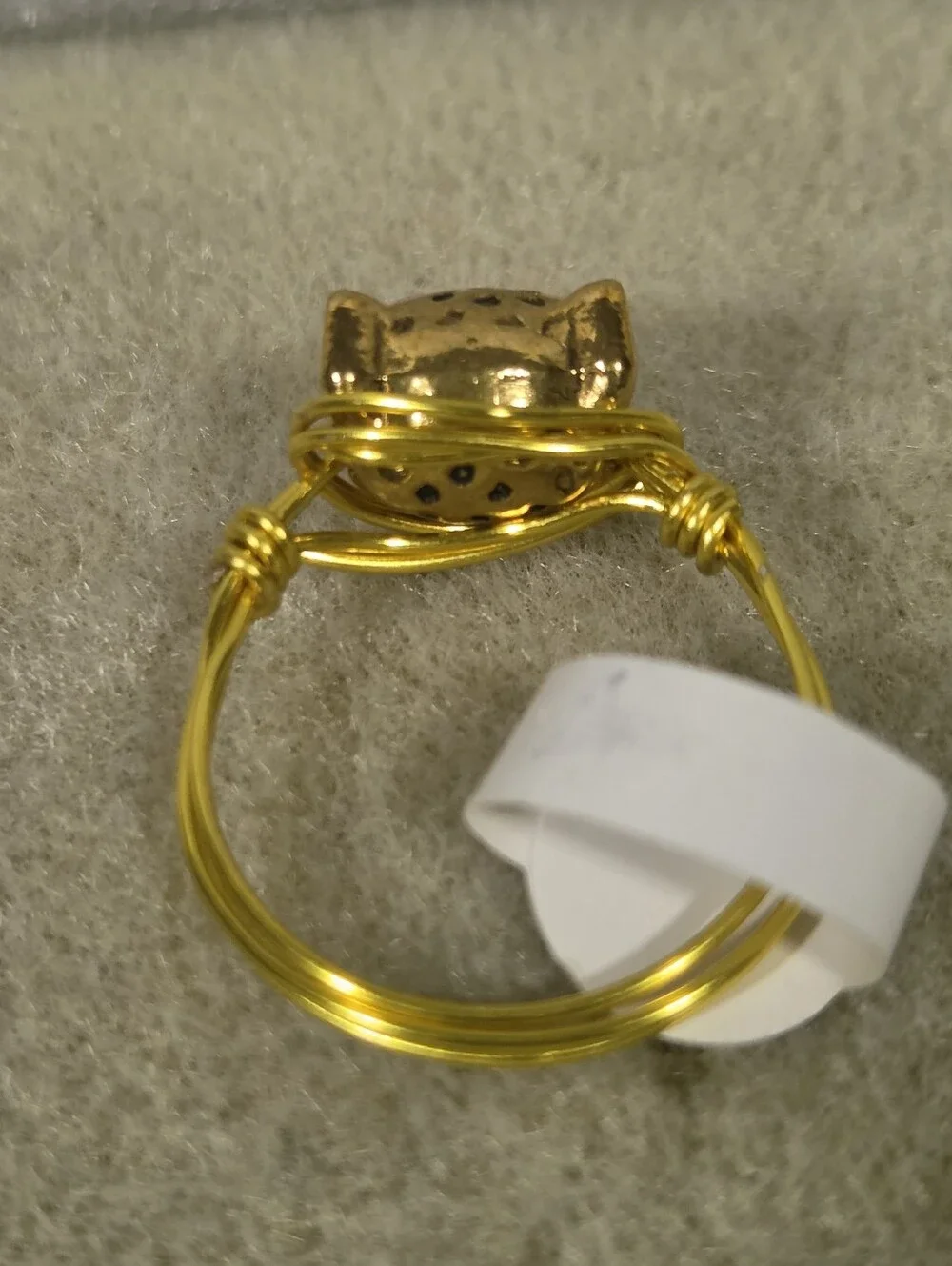 Handcrafted Gold Leopard Head Wire-Wrapped Ring - Men's Jewelry